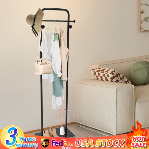 Metal Free Standing Garment Clothing Rack Organizer in Black-image