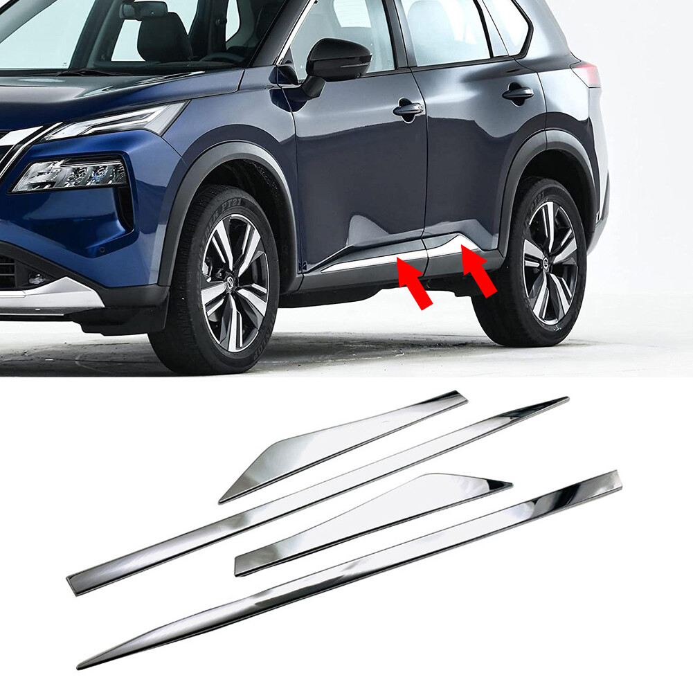 Chrome Door Side Body Lower Moldings Trim Kit For Nissan Rogue/X