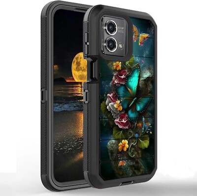 Hybrid Dual-Layer Armor Protective Case, for Motorola Moto G Stylus 5G Butterfly