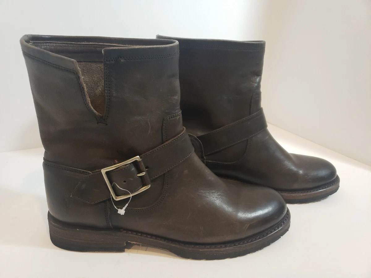 FRYE Natalie Chocolate Brown Short Engineer Lug Boots Size 5.5 New