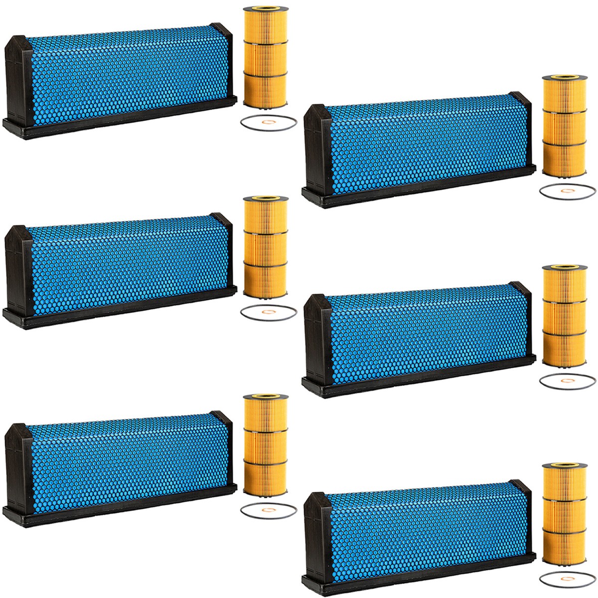 Kit Filtre à Huile Et Air 6 Pièces Pour Freightliner DD13 DD15 DD16 - Compatible Nombreuses Références