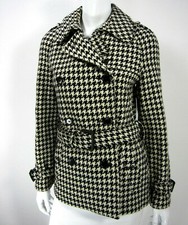 Club Monaco Lawrence Houndstooth Coat Size S Small Black White