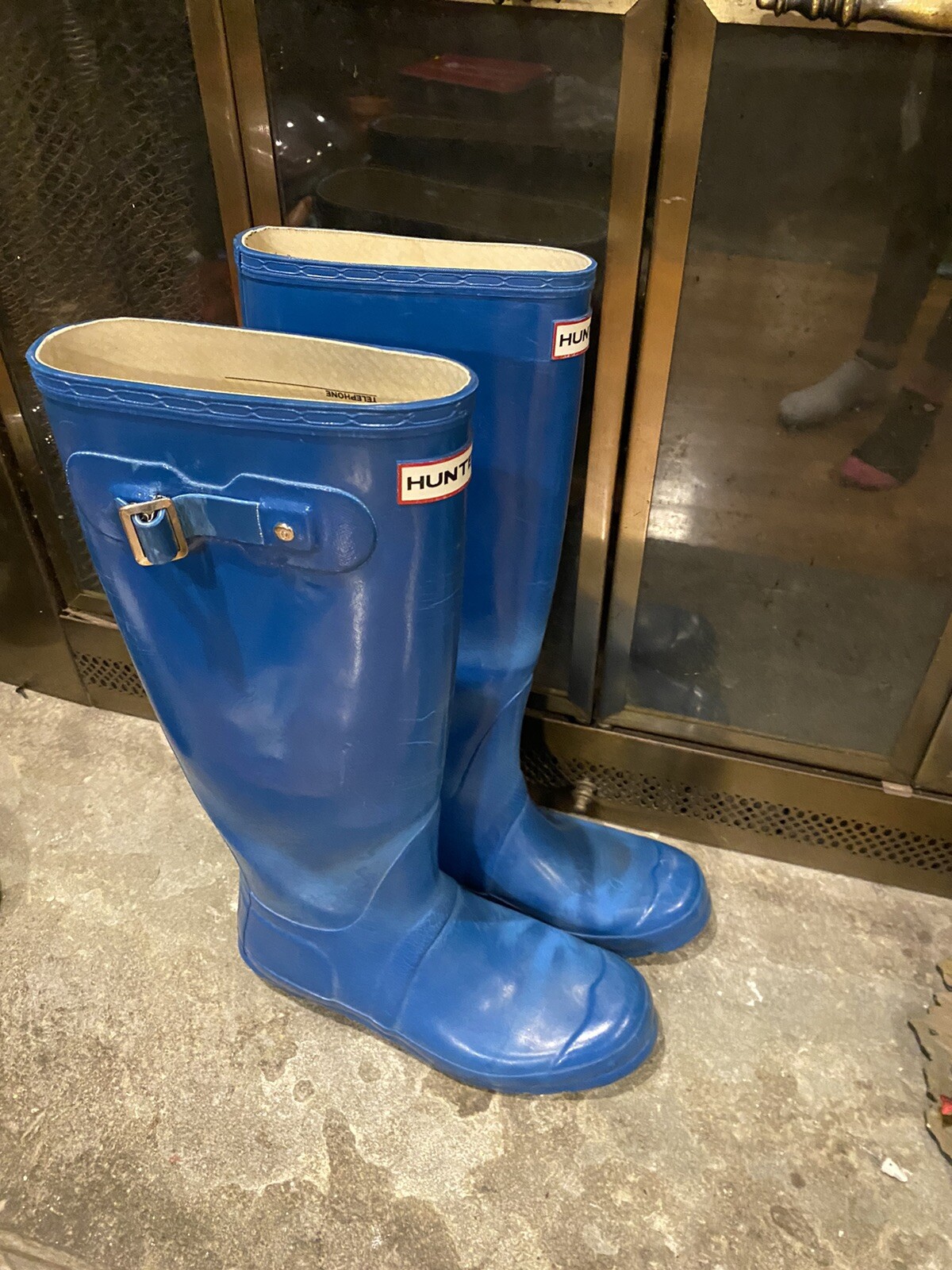 Womens Original Tall Gloss Blue Hunter Rain Boots Siz… Gem