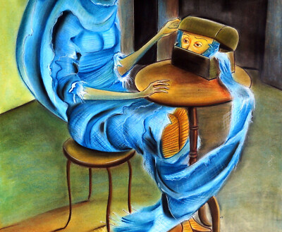 REMEDIOS VARO / Authentic Mixed Media on Paper Technique, Signed
