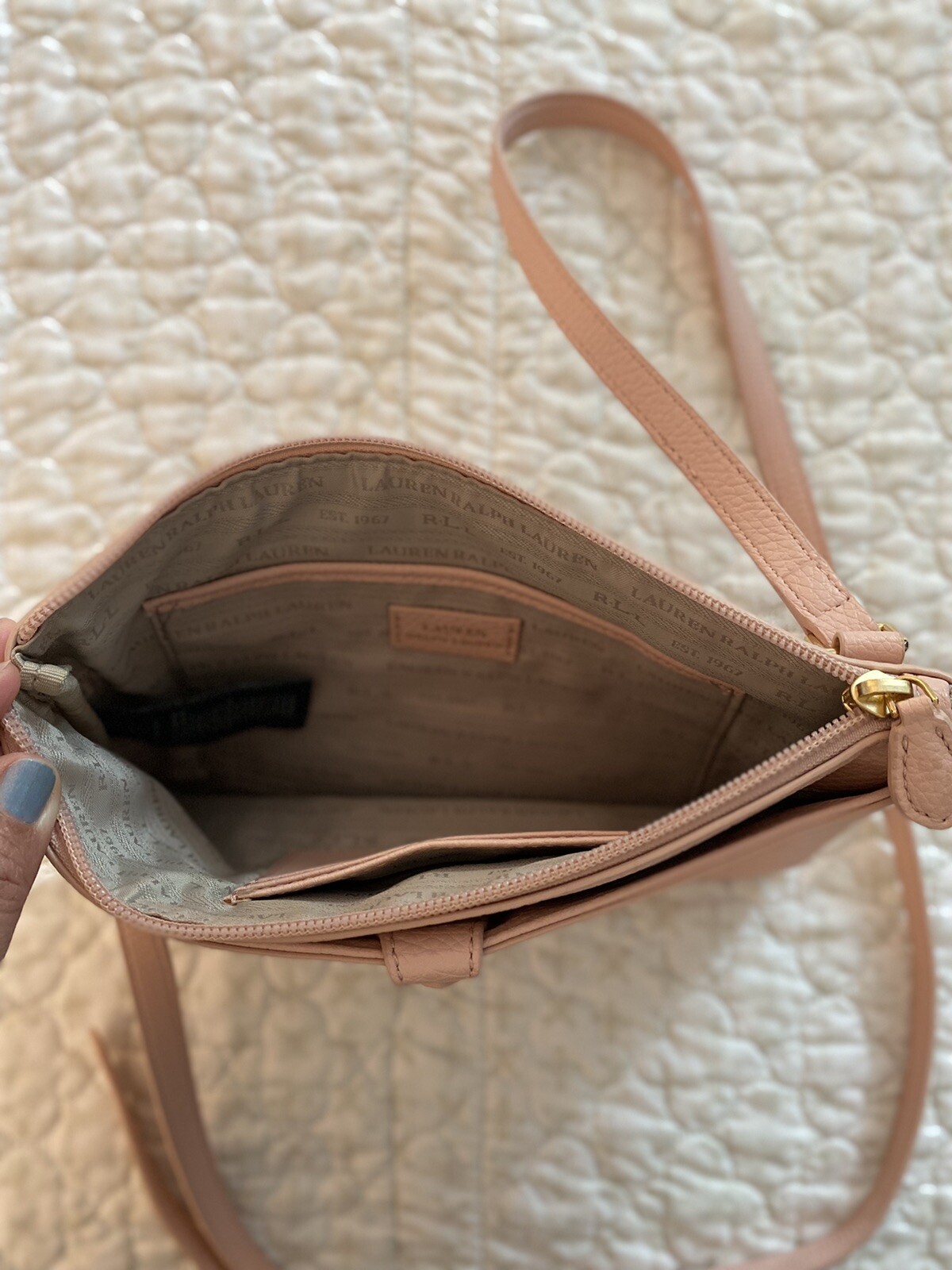 Lauren Ralph Lauren Crossbody Bag Pink Faux Leather S… Gem