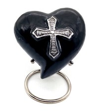 Heart Cremation Urn for Human Ashes Adult Funeral Decorative Religious Cross