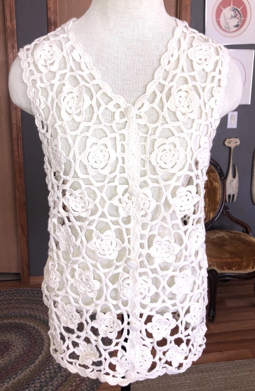 All Points By Reference Point Womens Crochet Vest… - image 1