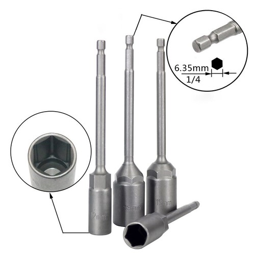 6mm - 19mm Carbide Deepening Nut Driver Bit Hex Non-Magnetic Socket Long 150mm - Picture 2 of 9