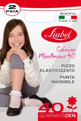 2 Paar 40 DEN Mädchen Filanca Spitzensocken Liabel 4039 mon amour 40