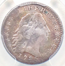 Demi-dime cheveux coulants 1795 H10C - Certifié PCGS VF Détails - Rare pièce date !