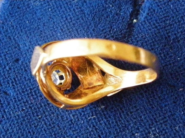 bague solitaire or jaune 18 carats poinçon tête aigle - Photo 3/4