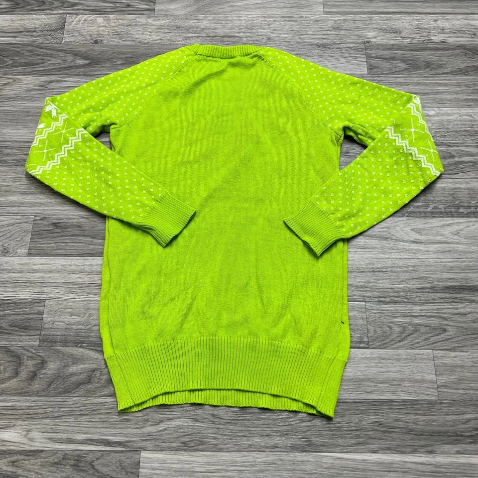 Suéter Pullover Para Mujer "NUEVO" KOHL'S Estampado Navidad Cuello Redondo Verde Lima XS Foto 3 de 4