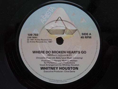 WHITNEY HOUSTON - WHERE DO BROKEN HEARTS GO VG 7" SINGLE 45 RPM UK PRESS 1987 - Picture 2 of 6