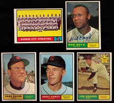 1961 Topps Kansas City Athletics 11 DIFF 1 SIGNED 1 HI # MANY NR MINT BOYD Bauer