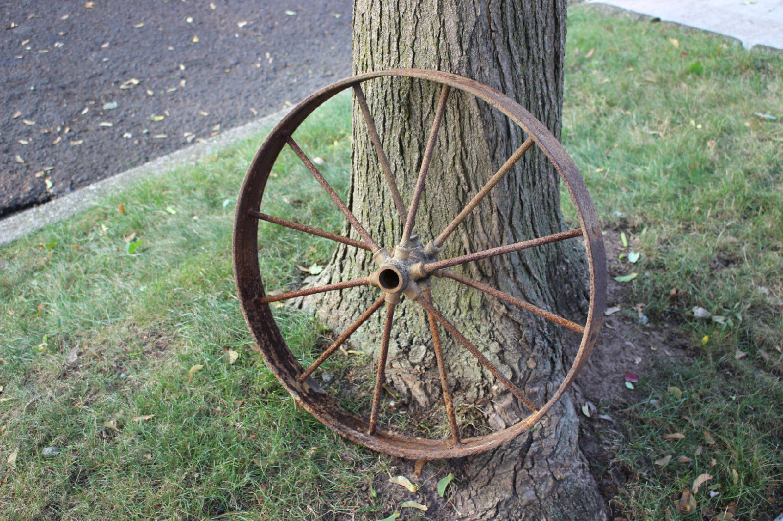 Antique Wagon Buggy Automobile Wheel 12 Spoke Iron 25 3/4" Tall #2 Country Decor