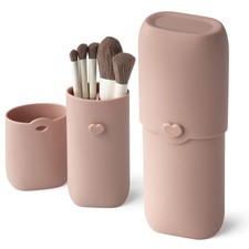 Silicone Makeup Brush Holder Case, Portable Waterproof Travel Cosmetic Bag