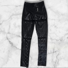PrettyLittleThing NWT Black Faux Leather Lace-Up Skinny Pants 6