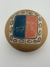 Vintage Indigenous Decorated Pottery Sphere Decorative Object 4” Teju Barcelona