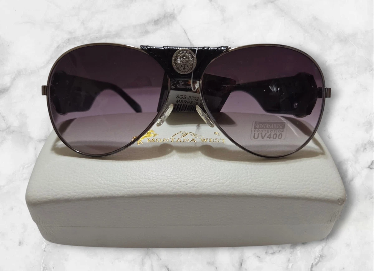 NWT Vtg Montana West Black Western Aviator Indian Feather Sunglasses 3713 BK-SD Montana West Black Sunglasses for Women for sale | eBay main image 3