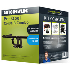 Pacco Gancio traino estr. per Opel Corsa B Combo 94- & e-kit uni a 13 poli kit