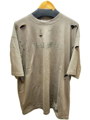BALENCIAGA/Destroyed Logo T-Shirt/Size M/Cotton/Brown/651795 TKVB8