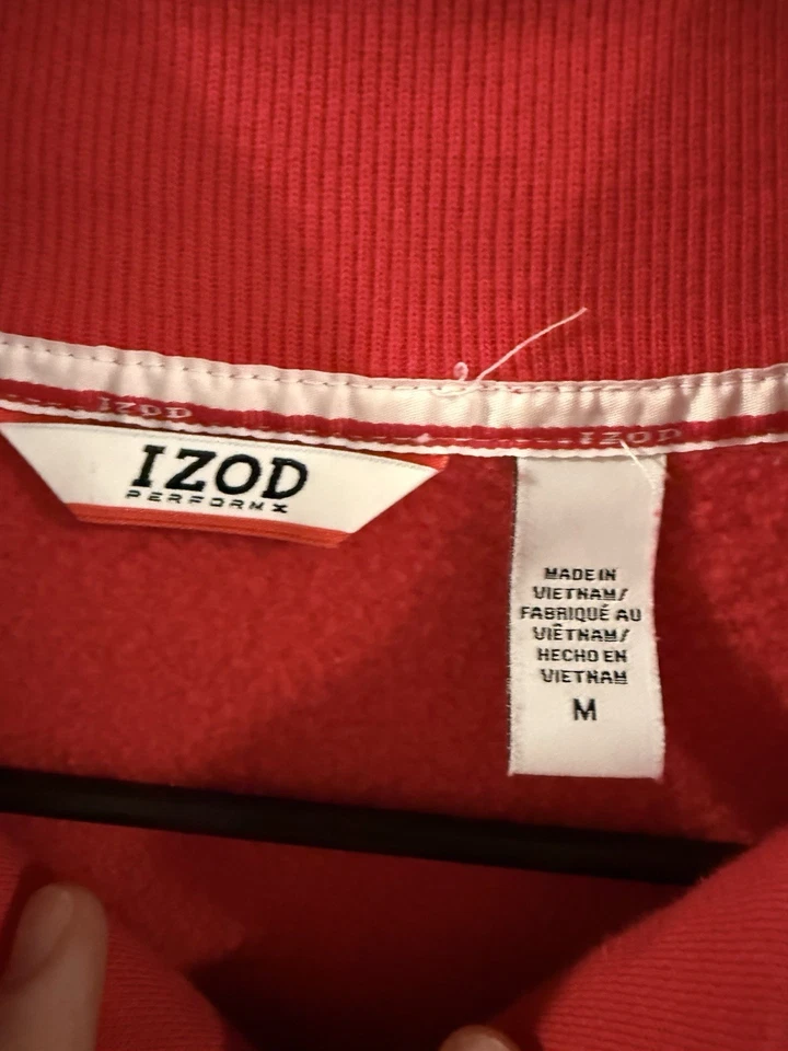 Sudadera pulóver roja con cremallera 1/4 IZOD Perform X para mujer ~ talla M Foto 3 de 4