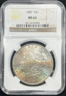 1887 NGC MS62 Morgan Silver $1 - Beautiful Rainbow Toning!