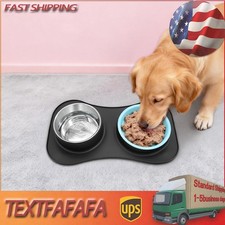 Slow Feeder Dog Bowl Set with Water Bowl,Dog Food Water Bowl Set 3 in 1 Black