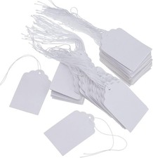 White Paper Marking Tags - 500 Pack Price Labels with Convenient Hanging Strings