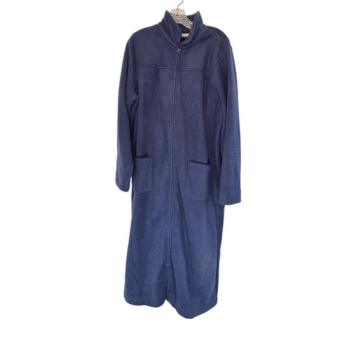 L.L. Bean Winter Fleece Full Zip Robe Women's Blue Lounge Loungewear ...