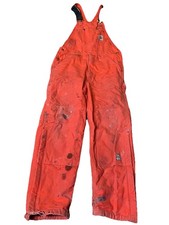 Rare Vintage USA Carhartt Bib Overalls Quilt Lined R02 BLZ 34x32 Blaze Orange