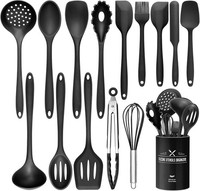 KüChenutensilien-Set 15-Teilig Silikon HitzebestäNdig SpüLmaschinenfest Schwarz