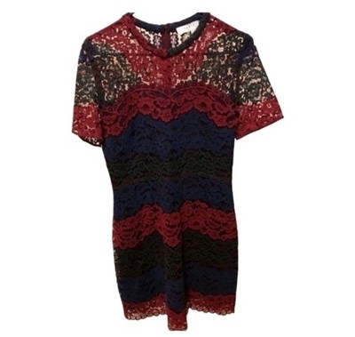 Sandro Paris Women's 2 Rodney Guipure Lace Colorblock Dress Short Sleeve Mini