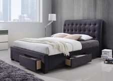 Image of Dark Grey Fabric Bed featuring 4  Storage Drawers-Availabe in Double & King Size