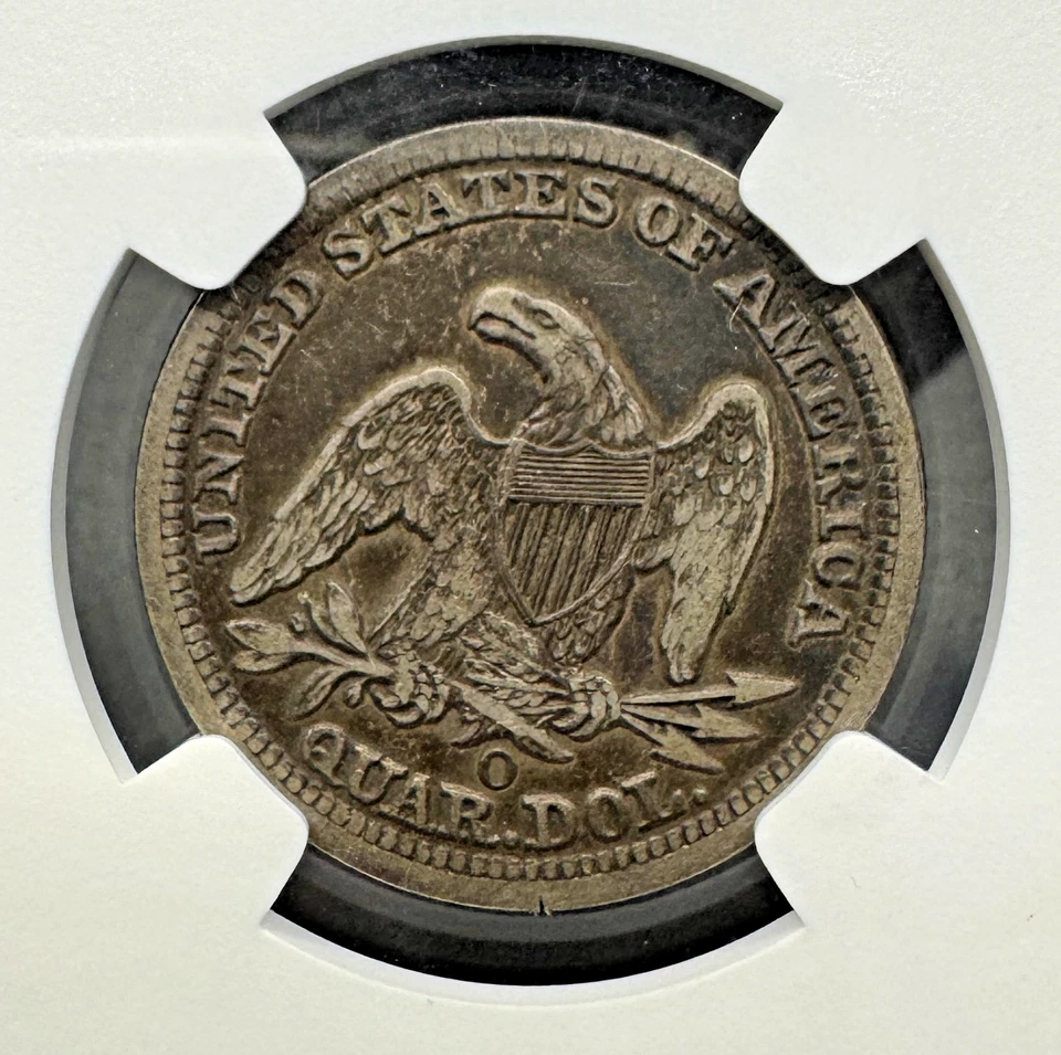 1858-O SEATED LIBERTY SILVER QUARTER NGC VF35 10XAB25 - Image 4 of 4