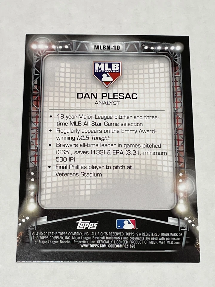 Topps Baseball MLB Network 2017 #MLBN-10 - Dan Plesac Foto 2 de 2