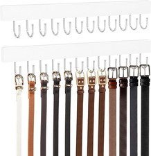 Wooden Belt Hanger Wall Mount with 24 Hooks, 360 Rotatable, 2 Pcs