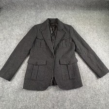 Banana Republic Jacket Women s 10 Gray Herringbone Wool Safari Utility Career