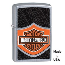 Zippo LIGHTER Harley-Davidson Logo Orange Black Chrome