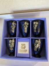 Porcelain Footed Tea Cups Cobalt Blue White Set Of 5 SHIKINO UTSUWA ASIAN