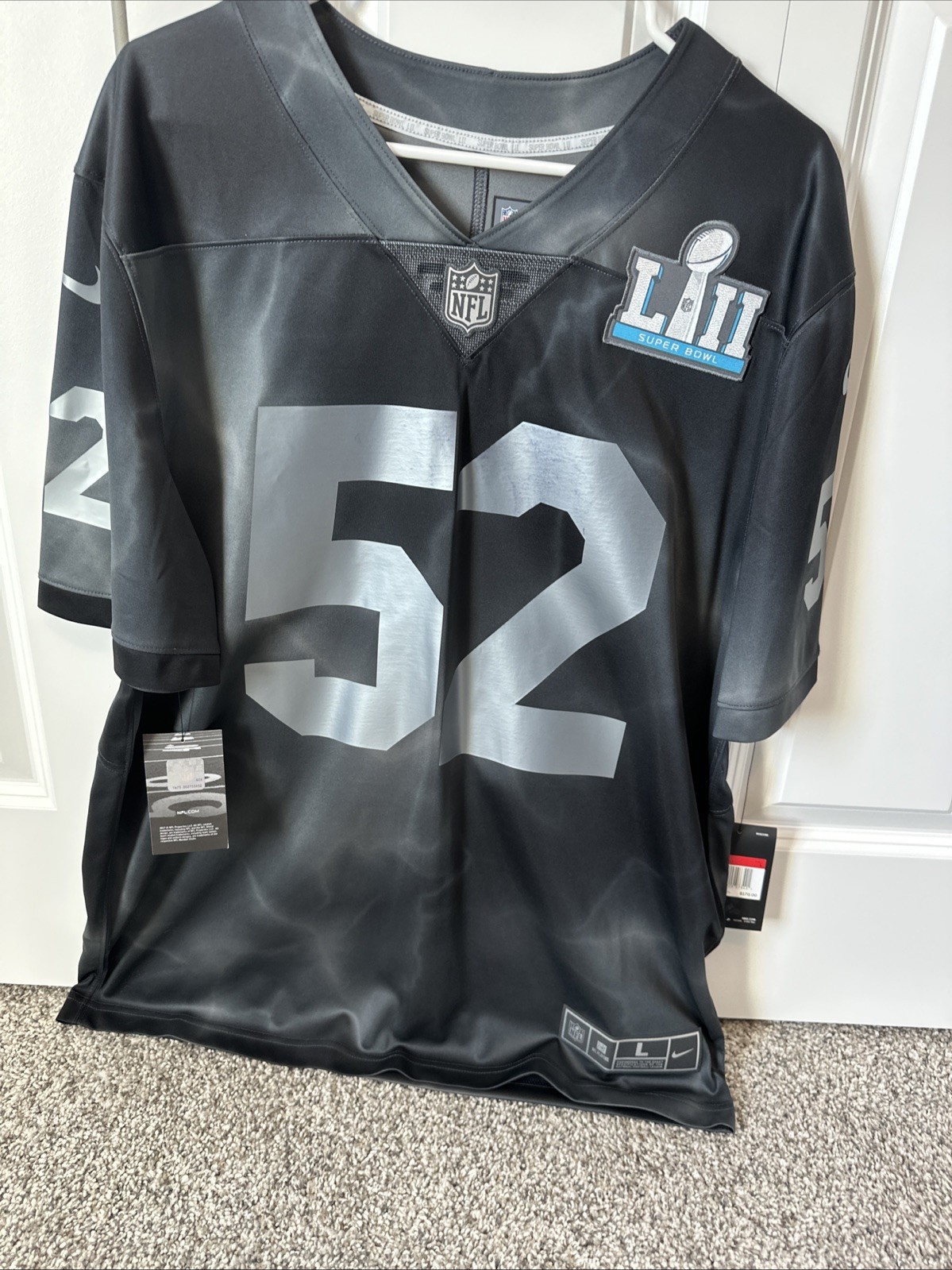 NEW Nike Black Pewter Super Bowl LII 52 2018 Jersey Size L Eagles v Pats RARE!