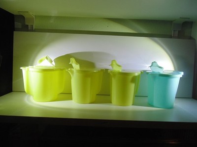 Vintage Tupperware One Sugar And Three Creamer Lot- Turquoise Yellow