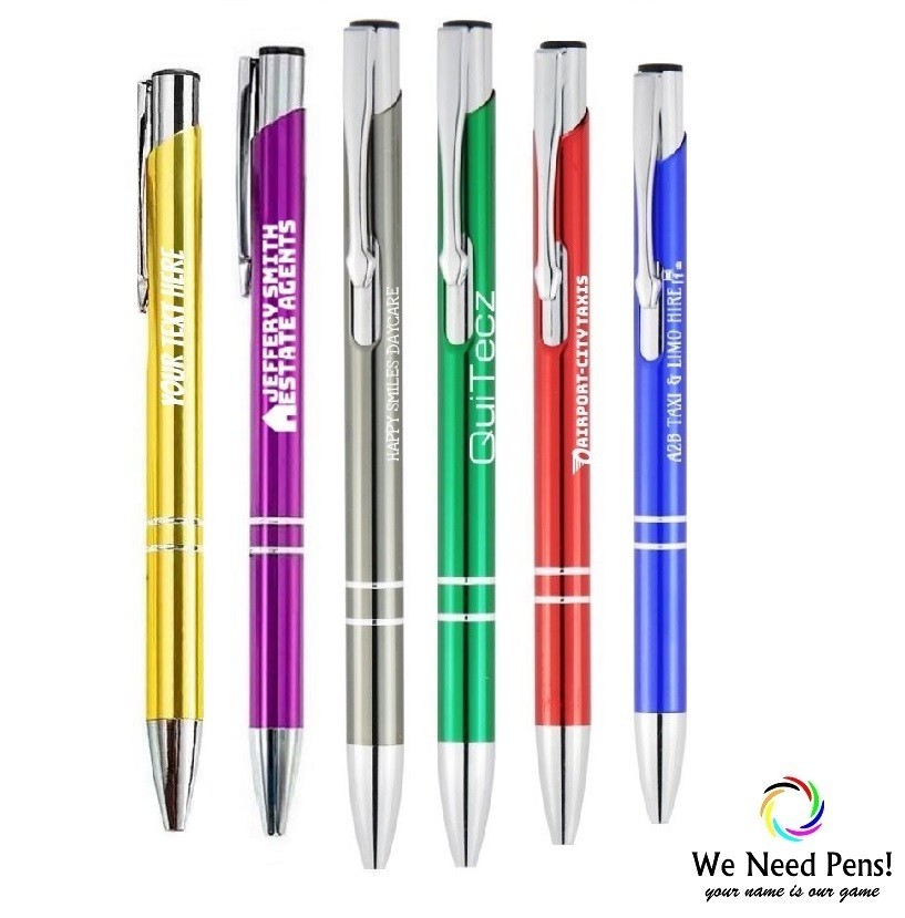 25/50/100/250 Personalised Laser Engraved Pen Quality Promotional Metal Pens !