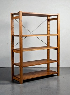 VINTAGE DÄNISCHES MASSIVES HONIGKIEFER REGAL SYSTEM X KLAMMER MID CENTURY UM 1970 RAR