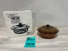 VINTAGE Corning Visions 24oz Covered Round Casserole Amber Glass NIB New in Box