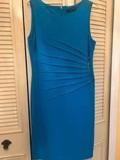 Ivanka Trump Sheath Dress Size 10Royal Blue Sleeveless Zipper back Starburst