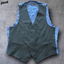 John Varvatos USA Vest Mens Large Black Blue Lined Dress Waistcoat Tailored