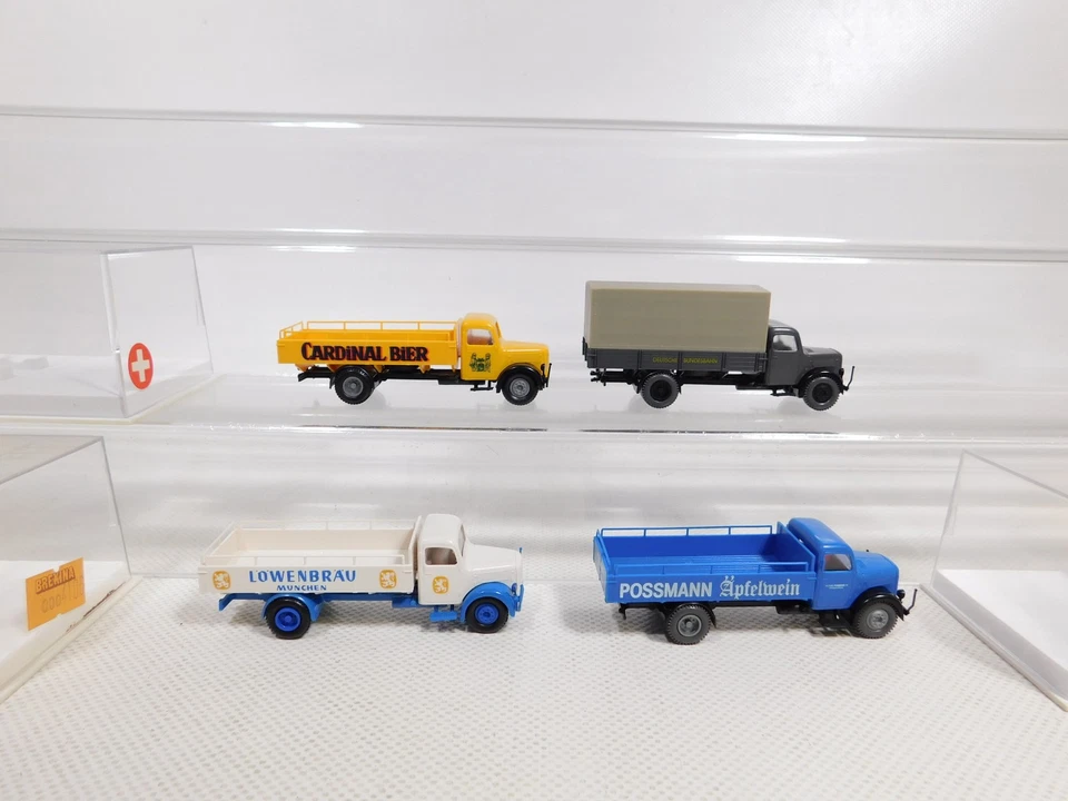 4X Brekina H0 1:87 Magirus 4106 Cardinal Bier DB Possmann SG+3X Box #DP221-0,5 - Immagine 2 di 4