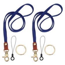 2Pcs Stretchy Lanyards, Elastic Badge Lanyards with Metal Clasp, Navy Blue