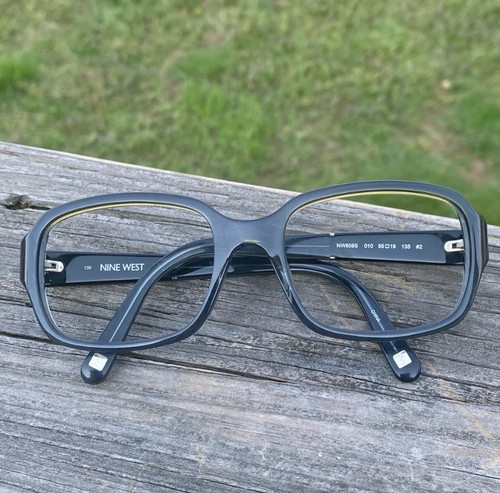 Nine West Black Dark Gray zebra stripe Rectangular Eyeglasses 55[]19 135
